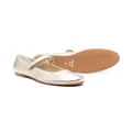 Monnalisa logo-print leather ballerina shoes - Gold