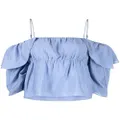 Vince cold-shoulder ruffle blouse - Blue