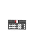 Thom Browne woven-check leather cardholder - Grey
