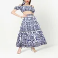 Dolce & Gabbana Majolica-print pleated maxi skirt - Blue