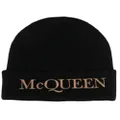 Alexander McQueen embroidered-logo ribbed beanie - Black