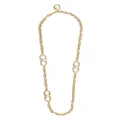 Ferragamo Gancini & pearl chain-link necklace - Gold