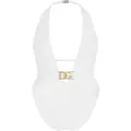 Dolce & Gabbana plunge-neck belted swimsuit - White