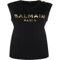 Balmain logo-print sleeveless T-shirt - Black
