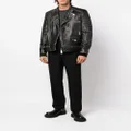 Philipp Plein logo-plaque leather biker jacket - Black