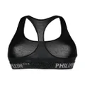 Philipp Plein logo-embellished cotton sports bra - Black