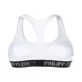 Philipp Plein logo-embellished cotton sports bra - White