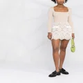 Self-Portrait lace-panel high-waisted skirt - Neutrals