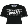 Versace Silver Baroque slogan-print T-shirt - Black