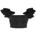 alice + olivia Tawny ruffled broderie-anglaise crop top - Black
