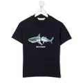 Palm Angels Kids shark-print cotton T-shirt - Blue