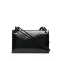 Jil Sander logo-stamp leather shoulder bag - Black