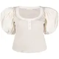 Ulla Johnson puff-sleeve cotton T-shirt - Neutrals