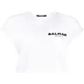 Balmain sequin logo round neck T-shirt - White