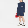 Kenzo embroidered logo-patch ribbed-knit dress - Blue