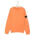 Stone Island Junior logo-patch crew neck sweater - Orange