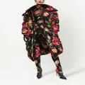 Dolce & Gabbana long floral-print down jacket - Black