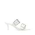 Alexander McQueen 75mm leather buckled mules - White