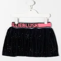 Billieblush logo-waistband velour skirt - Blue