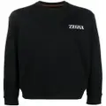 Zegna chest logo-print detail sweatshirt - Black