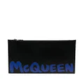 Alexander McQueen Graffiti-print leather clutch bag - Black
