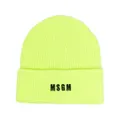 MSGM embroidered logo knitted beanie - Yellow