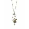 Pragnell Vintage 18kt yellow gold Victorian emerald mermaid pendant necklace