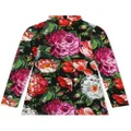 Dolce & Gabbana Kids floral-print mock neck dress - Black