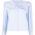 Alessandra Rich large-collar long-sleeve shirt - Blue