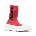 Alexander McQueen sock-style logo-print boots - Red