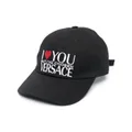 Versace embroidered slogan cap - Black
