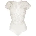 Saiid Kobeisy bead-embellished short-sleeve bodysuit - White