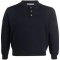 Corneliani virgin-wool long-sleeve polo shirt - Blue