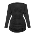 Saint Laurent ruched curved-hem long-sleeve dress - Black