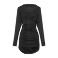 Saint Laurent ruched curved-hem long-sleeve dress - Black