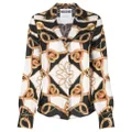 Moschino baroque pattern-print silk shirt - Black