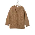 Eleventy Kids cable-knit crew neck sweater - Brown