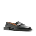 GANNI crystal-button leather loafers - Black