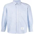 Thom Browne floral-embroidered long-sleeve shirt - Blue