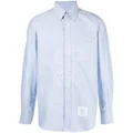 Thom Browne floral-embroidered long-sleeve shirt - Blue