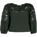 See by Chloé lace-panel long-sleeve blouse - Green
