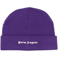 Palm Angels logo-print knit beanie - Purple