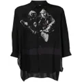 Yohji Yamamoto graphic-print cotton shirt - Black