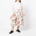 ERDEM floral-print midi silk skirt - White