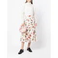 ERDEM floral-print midi silk skirt - White