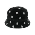 R13 all-over embroidered-logo bucket hat - Black