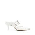 Alexander McQueen pointed-toe buckled mules - White