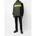 Dsquared2 logo-patched patchwork drawstring hoodie - Green