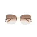 Alexander McQueen skull-pendant square-frame sunglasses - Gold