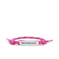 Balenciaga engraved-plate rope bracelet - Pink